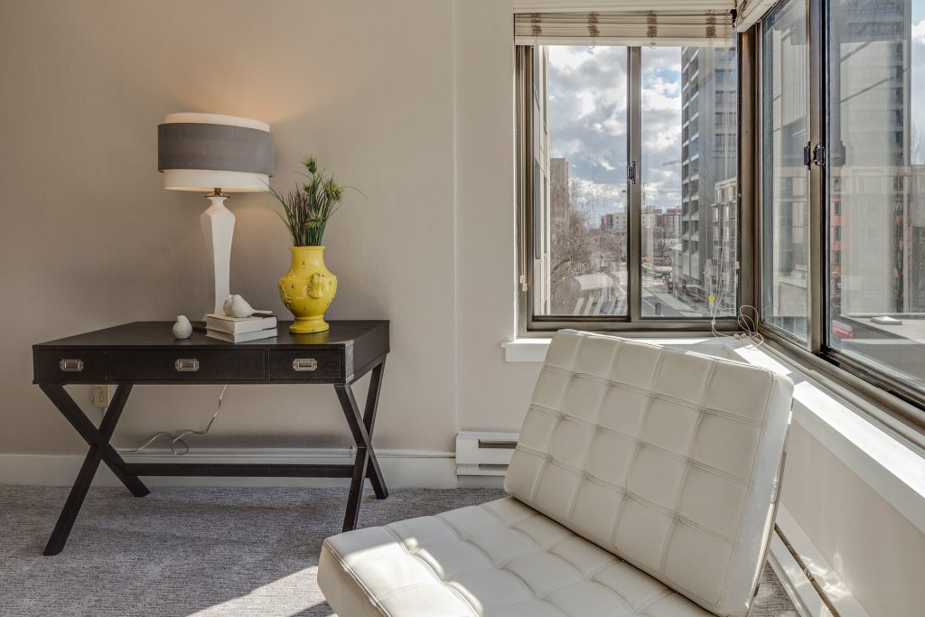 living room with windows